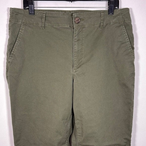 LOFT Perfect Straight Leg Pant 12 Chino Cotton Blend Olive Army Green Stretch - Picture 6 of 9